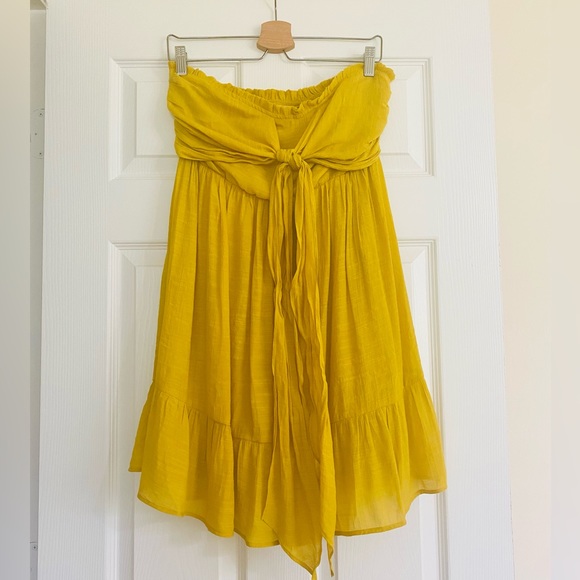 Anthropologie Dresses & Skirts - Anthropologie ~Entro Reversible Strapless Halter Mustard Sundress Lined Large